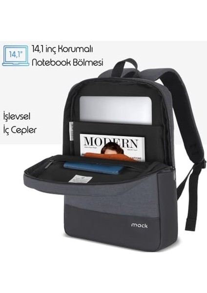 Unicity Eco MCC-1103 Çevre Dostu Laptop Sırt Çantası, Su Geçirmez Notebook Çantası, MacBook Air/pro ile Uyumlu Sırt Çantası, Erkek Kadın Bilgisayar Çantası, Siyah