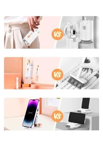 Trend Çok Fonksiyonlu Temizlik Seti Fırça/ekran Silme Özelliği ve Telefon Standı Katlanabilir Notebook/laptop/klavye/macbook ile Uyumlu ve Telefon/tablet/pc/airpods ile Uyumlu Temizleme Kiti