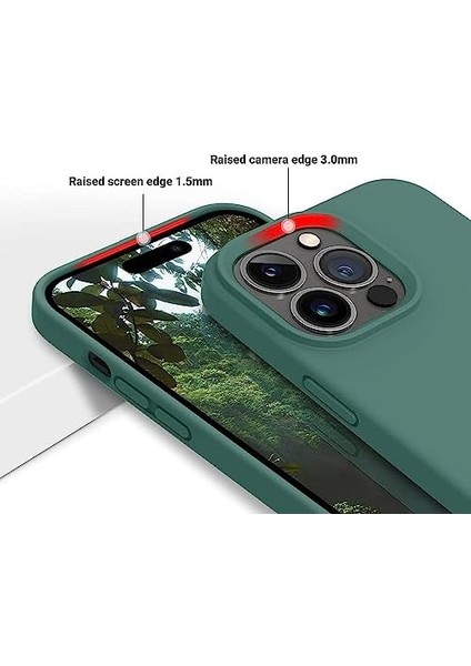 iPhone 14 Pro Max Kılıf 6.7 Içi Kadife Lansman Silikon Kılıf Şok Emici Full Kasa Koruma Sağlayan Kılıf Haki Yeşil