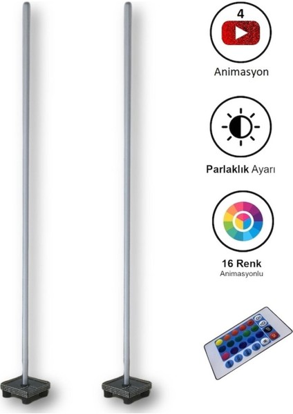 Rgb LED Lambader 150 cm Kumandalı Çiftli Set