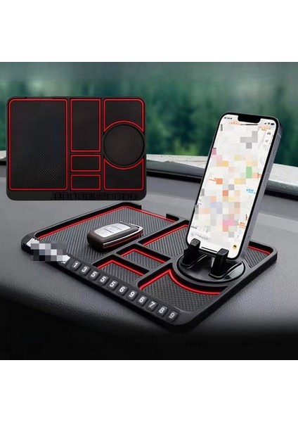 Numaratörlü Araç Içi Torpido Üstü Kaymaz Ped Mat Telefon Gözlük Tutucu Torpido Telefon Tutucu