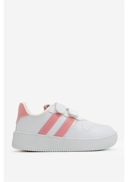 Çocuk Sneaker Spor Ayakkabı Pudra - Beyaz