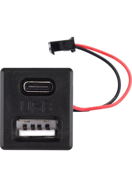 Type-C / USB A Dişi Soket Kavisli 2 Pin 10CM Kablo Jst Çift USB 5V 2A