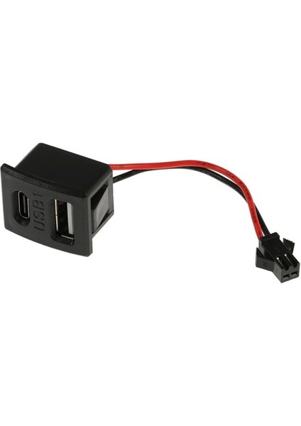 Type-C / USB A Dişi Soket Kavisli 2 Pin 10CM Kablo Jst Çift USB 5V 2A