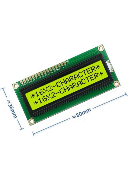 1602A 2X16 Yeşil Karakter LCD Modül Display Ekran 5V Beyaz Arka Işık 16X2 16 x 2 Standart Sol Üst