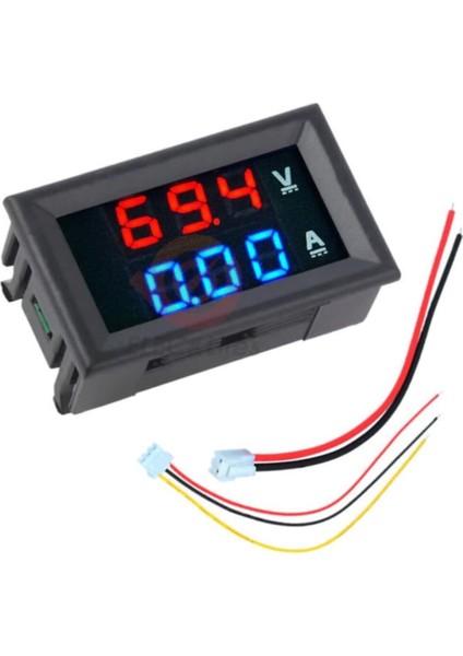 Dc 0-100V 10A Dijital Voltmetre Ampermetre DSN-VC288 Mavi Kırmızı 0.28” 3 Hane 7 Segment