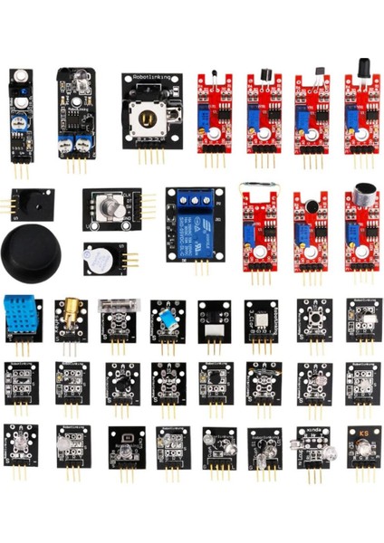Arduino 37 Parça Sensör Seti Sıcaklık Nem Işık Ses Renk Alev Nabız Manyetik Titreşim Lazer Ir Buton