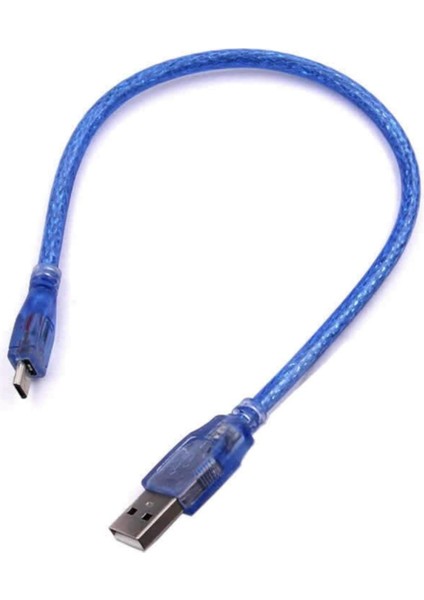 30CM Micro USB Kablo Mavi 480 Mbps USB 2.0 Hot Swap