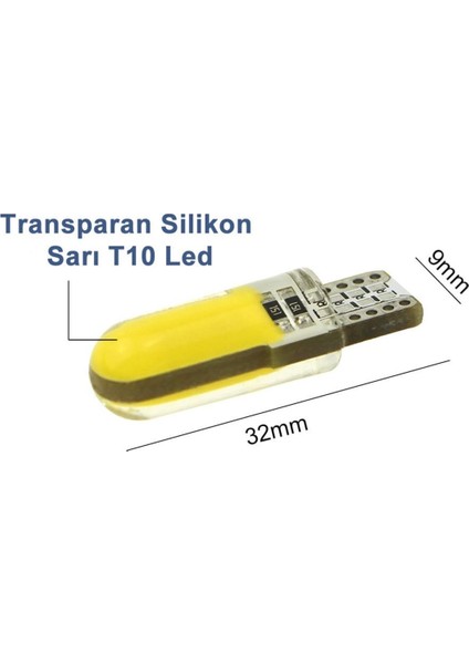 T10 Silikon Sarı LED Dc 12V Araba Aydınlatma Ampul Yan Park Lamba