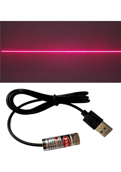 USB Kablolu 5mw 650NM Kırmızı Çizgi Lazer Modül 1 Metre Kablo Lens ile Odak Ayarlı 12MM Çap