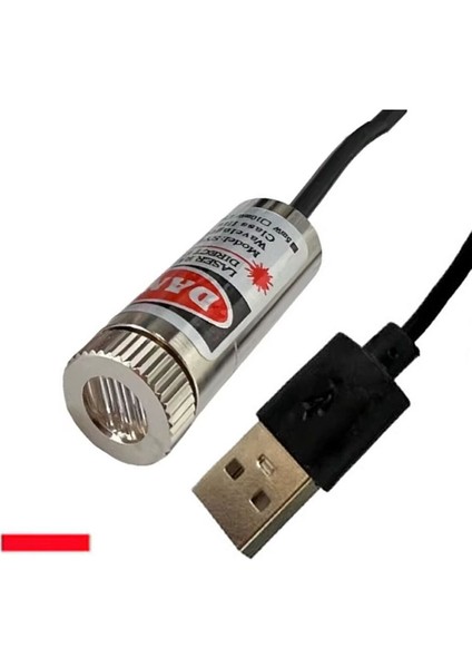 USB Kablolu 5mw 650NM Kırmızı Çizgi Lazer Modül 1 Metre Kablo Lens ile Odak Ayarlı 12MM Çap