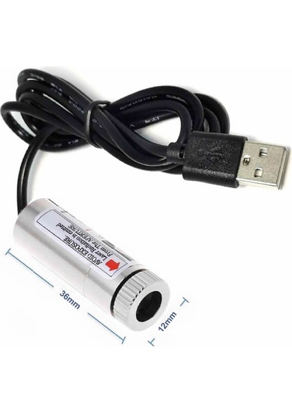 USB Kablolu 5mw 650NM Kırmızı Çizgi Lazer Modül 1 Metre Kablo Lens ile Odak Ayarlı 12MM Çap