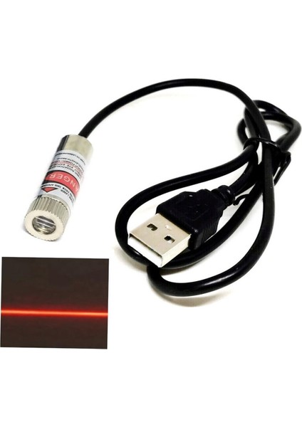 USB Kablolu 5mw 650NM Kırmızı Çizgi Lazer Modül 1 Metre Kablo Lens ile Odak Ayarlı 12MM Çap