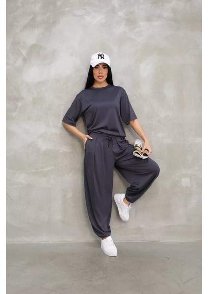 Osy Modal Yumuşak Dokulu Kumaş Oversize Bisiklet Yaka T-Shirt Jogger Eşofman Takımı fiyatları