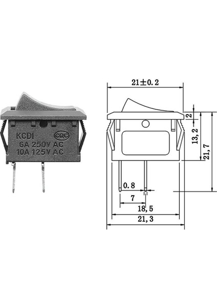 2 Pin Siyah Anahtar Switch Mini Buton Kcd1 Plastik Açma Kapama On / Off