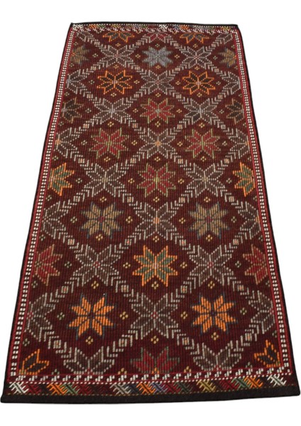 El Dokuması Otantik Çiçekli Karapınar Yörük Yün Cecim Kilim 5808