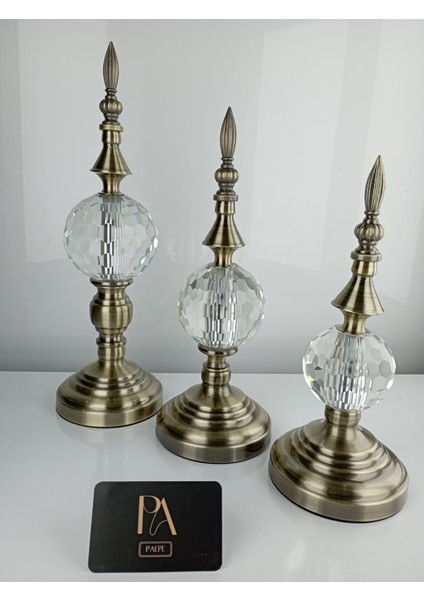 Kristal 3lü Metal Dekoratif Obje Biblo Süs Eşya Salon Aksesuar Tv Sehpa Masa Konsol Ofis Salon Dekor modelleri