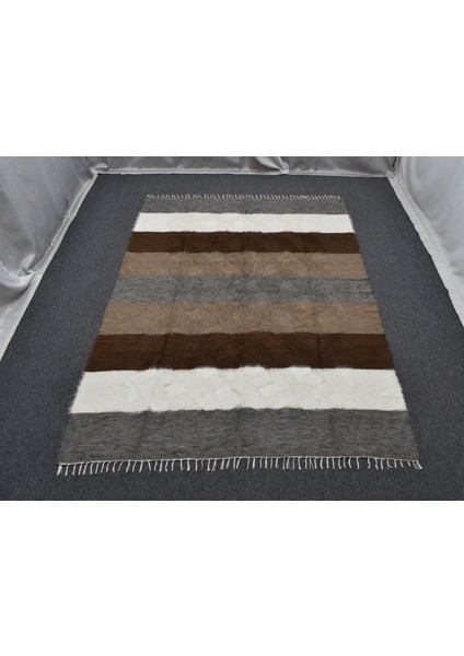 Yeni El Dokuma Geniş Çizgili Dikişsiz Çift Kişilik Tiftik Yün Siirt Battaniyesi Kilim 5800 fırsatları