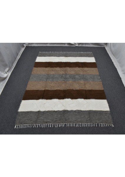 Yeni El Dokuma Geniş Çizgili Dikişsiz Çift Kişilik Tiftik Yün Siirt Battaniyesi Kilim 5800 indirimleri