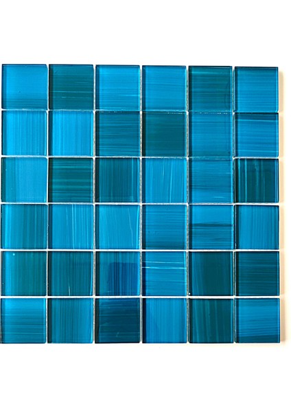 Mutfak Tezgah Arası, Banyo, Havuz, Sauna, Spa ve Iç ve Dış Dekorasyonda Tüm Yüzeyler Için, 48X48 mm ve Turkuaz-Mavi, 30X30 cm. Fileli Kristal Cam Mozaik. ( 11 File Karo = 1 M2 Fiyatıdır )