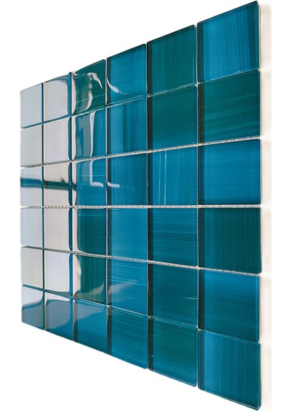 Mutfak Tezgah Arası, Banyo, Havuz, Sauna, Spa ve Iç ve Dış Dekorasyonda Tüm Yüzeyler Için, 48X48 mm ve Turkuaz-Mavi, 30X30 cm. Fileli Kristal Cam Mozaik. ( 11 File Karo = 1 M2 Fiyatıdır ) fırsatları