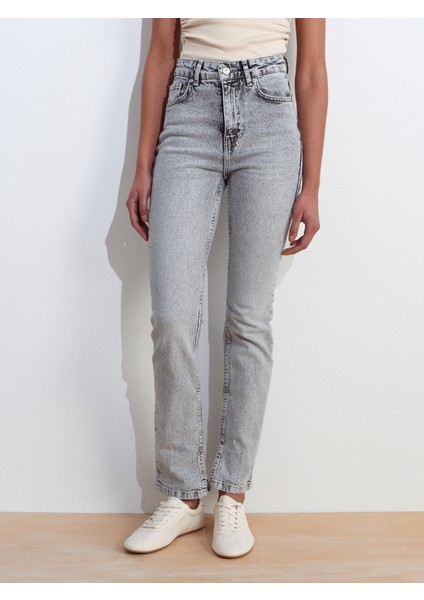 71793 Yanı Yırtmaçlı Comfort Likra Denim Pantolon-Mavi indirimleri