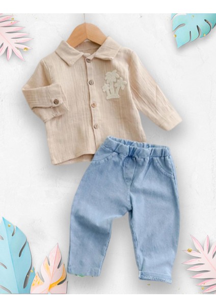 Erkek Bebek Çocuk Bayram ve Özel Günler Için Muslin Gömlel Pantolon 2li Alt Üst Takım fırsatları
