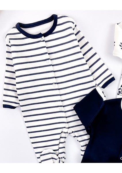 Anda Desen Çıtçıtlı Patikli 3 Lü Bebek Tulum