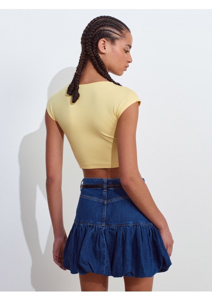 30528 Pamuk Ve Modal Karışımlı Crop Top-Siyah