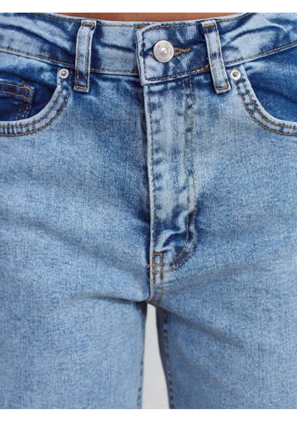 71796 Likralı Wideleg Denim Pantolon-Tint