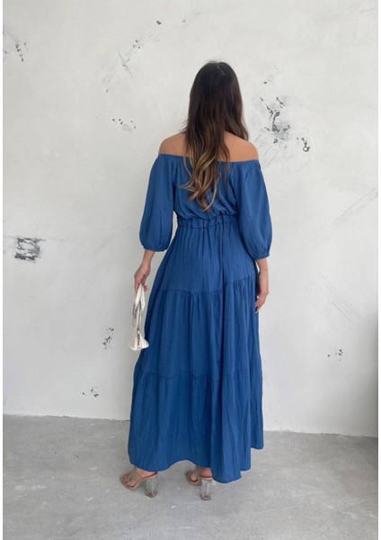 Madonya Yaka Standart Beden Gipeli Poplin Kat Elbise modelleri