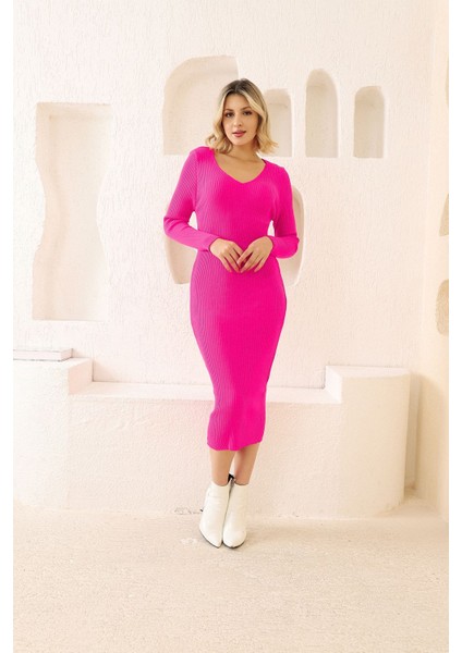 Fibula Butik V Yaka Triko Elbise fiyatları