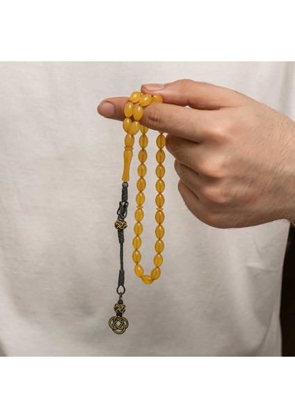 Gümüş Kazaz Püsküllü Sıkma Kehribar Tesbih fırsatları