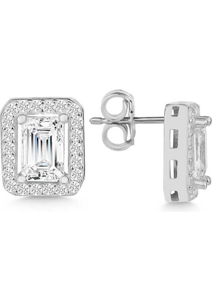 Gümüş Beyaz Baget Taşlı Çivili Kadın Küpe fiyatları