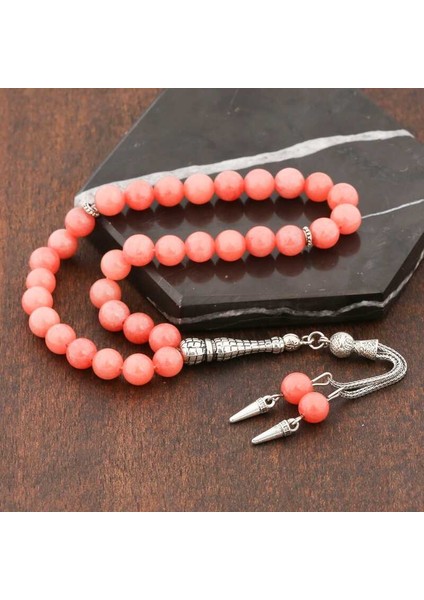 Doğaltaş Metal Püsküllü Pembe Yeşim Taşı Tesbih fiyatları