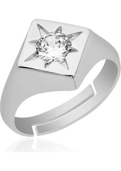 Gümüş Ayarlanabilir Kutup Yıldızı Şovalye Yüzük