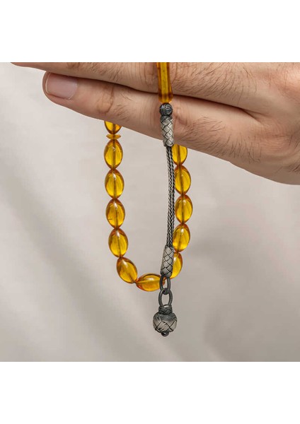 Gümüş Kazaz Püsküllü Sıkma Kehribar Tesbih fiyatları