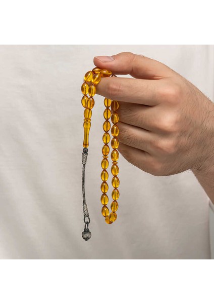 Gümüş Kazaz Püsküllü Sıkma Kehribar Tesbih fırsatları