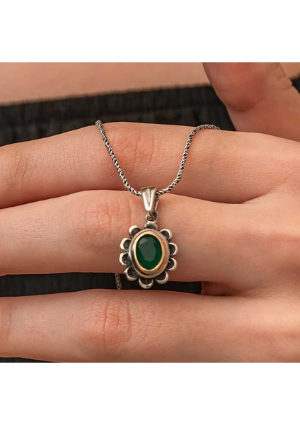 Gümüş Yeşil Çiçek Desenli Otantik Kadın Set modelleri