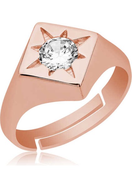 Gümüş Ayarlanabilir Rose Kutup Yıldızı Şovalye Yüzük