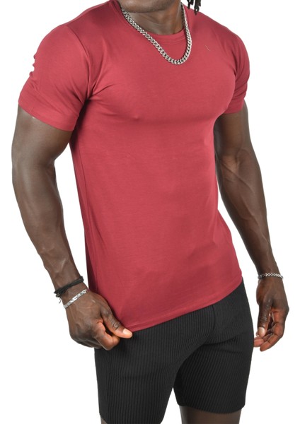 Sıfır Yakalı Likralı Dar Kesim Basic Tişört 1801131 fırsatları