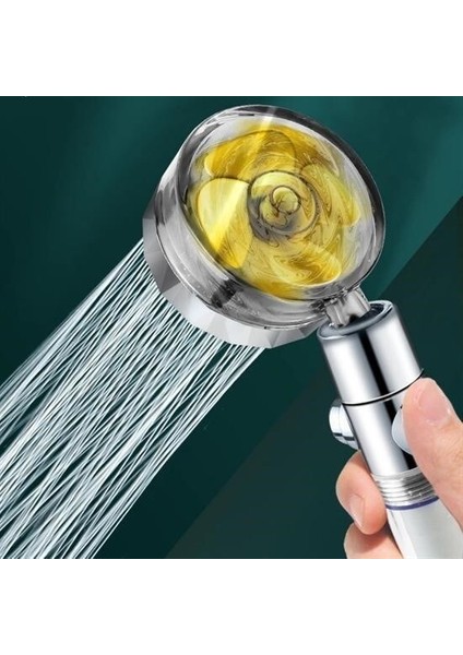 Buffer® Turbo Pervaneli ve Filtreli Su Tasarruflu 360 Derece Dönebilen Tazyikli Duş Başlığı