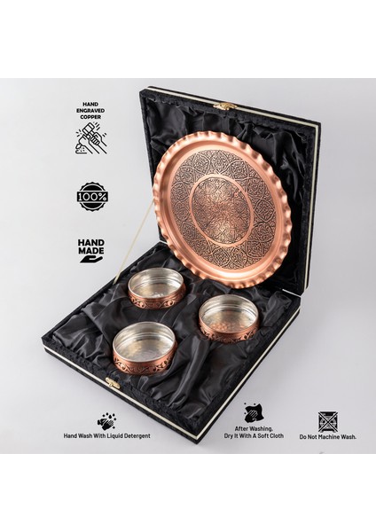 Dmt Gaziantep Bakır Kahvaltı Tabağı Seti Kahvaltı Kasesi Çerezlik Seti El Işlemesi(Kutulu-Tepsili) Çap:11 cm fiyatları