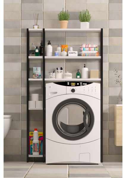 Çamaşır Makinesi Üstü Düzenleyici Bol Raflı Cok Amaçlı Banyo Rafı Çamaşır Makinası Dolabı