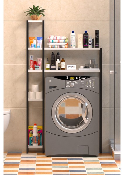 Çamaşır Makinesi Üstü Düzenleyici Bol Raflı Cok Amaçlı Banyo Rafı Çamaşır Makinası Dolabı