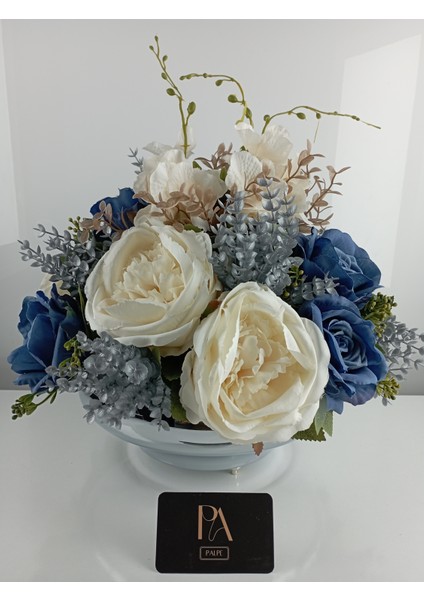 Metal Saksıda Yapay Lüx Tanzim Kız Isteme Çiçeği Nişan Sevgili Söz Aranjmanı Sehpa Masa Çiçeği Dekor