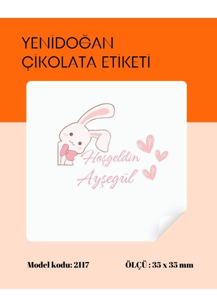 Yenidoğan Çikolata Etiketi 3,5 x 3,5 cm 70 Adet - - BS2117