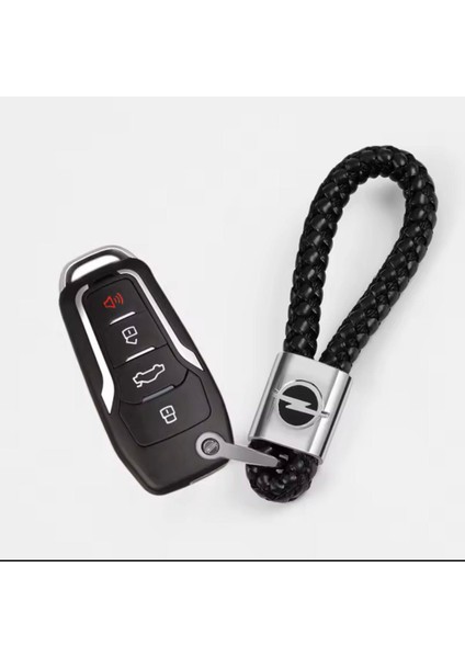 Opel Ile Uyumlu Siyah Deri Örgülü Anahtarlık Aksesuar Astra Vectra Corsa