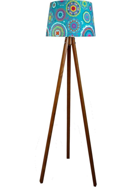 Masif 3 Ayaklı Lambader,tripod ( Güneş Desen/açık Ceviz)