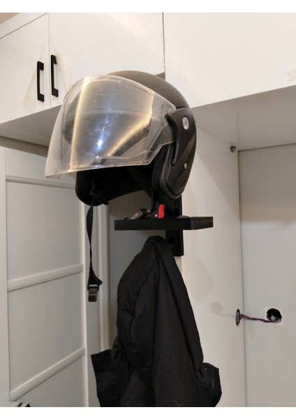 3D Yazıcı ile Üretilmiş Siyah Motorcular Için Kask, Telefon, Cüzdan ve Mont Asılabilir 3’lü Askılık fırsatları